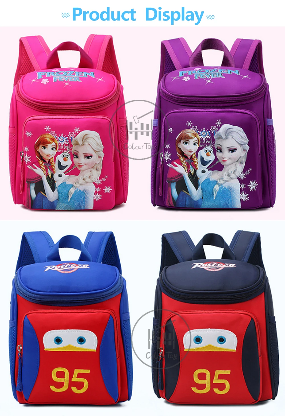 Новые рюкзаки disney, детские школьные сумки принцессы,, мультяшный 3D рюкзак McQueen, школьный ранец для девочек и мальчиков, плюшевые рюкзаки
