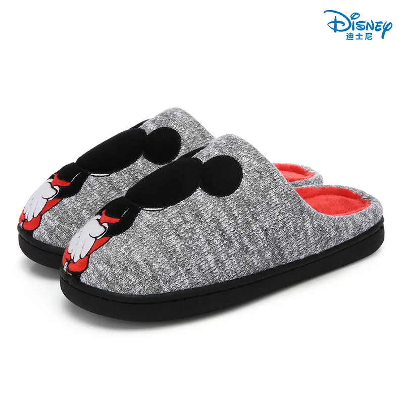 Серый Disney/Детские хлопковые тапочки, новинка года, осенне-зимние Нескользящие бархатные теплые домашние тапочки для мальчиков и девочек, размеры 30-35 - Цвет: Серый