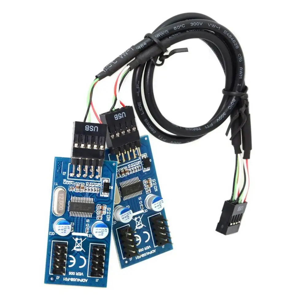 9 pin USB 2 0 Заголовок к 2/4 Женский удлинитель Кабель адаптер Порт мультипликатор