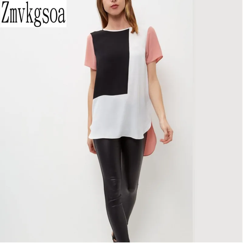 Zmvkgsoa Blusas Feminina летняя шифоновая блузка большого размера с коротким рукавом