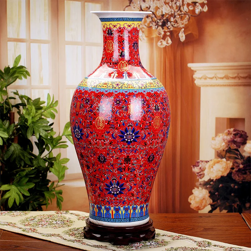 Керамическая эмалированная ваза в античном стиле Jingdezhen напольная розетка для