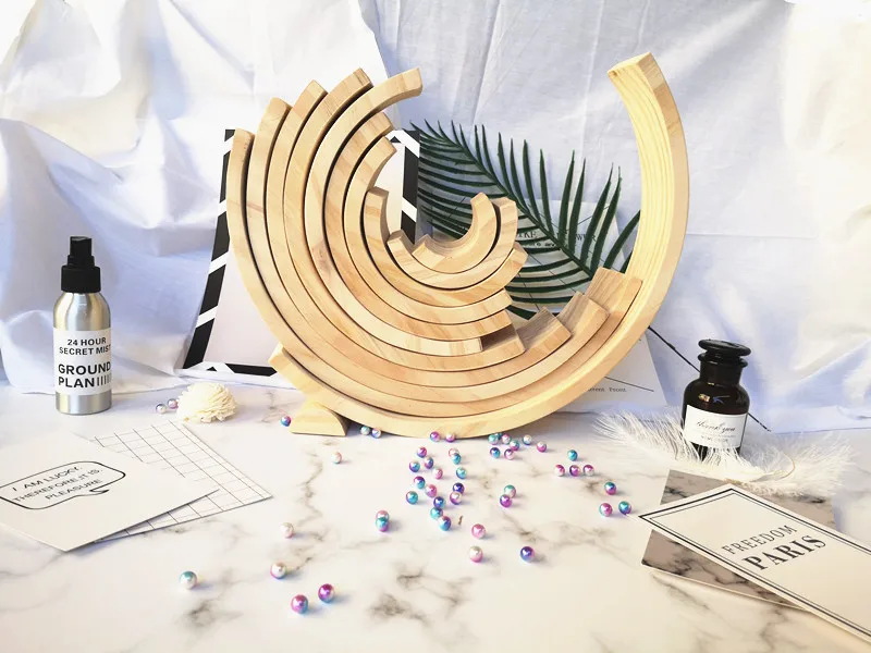 12 шт радужные блоки натуральные сырые деревянные игрушки для детей креативные строительные Монтессори