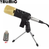 mk f100tl wired microphone usb condenser sound recording mic with stand for chatting singing karaoke laptop skype