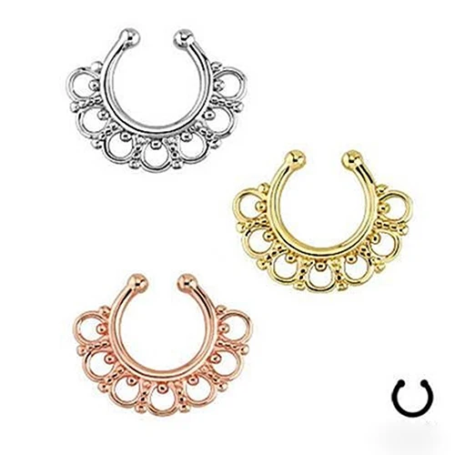 U-образное кольцо для носа без пирсинга ложная перегородка вешалка кликер