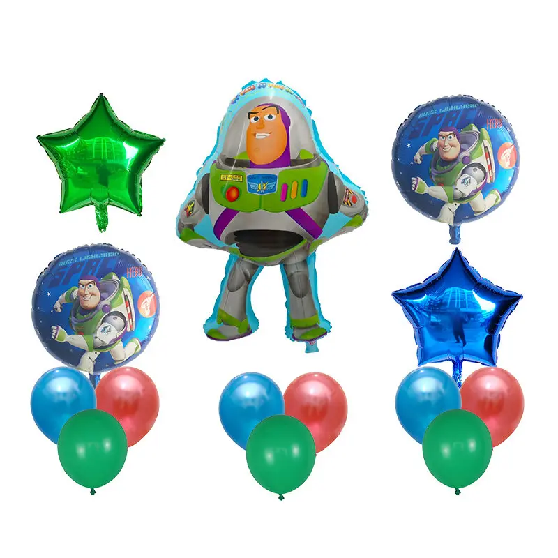 14pcs 1 Набор игрушек фольга история Базз Лайтер воздушные шары мультфильм фольга гелий 30 дюймов Количество Синие шары Игрушка мультяшное с Днём рождения воздушные шары - Цвет: 14pcs