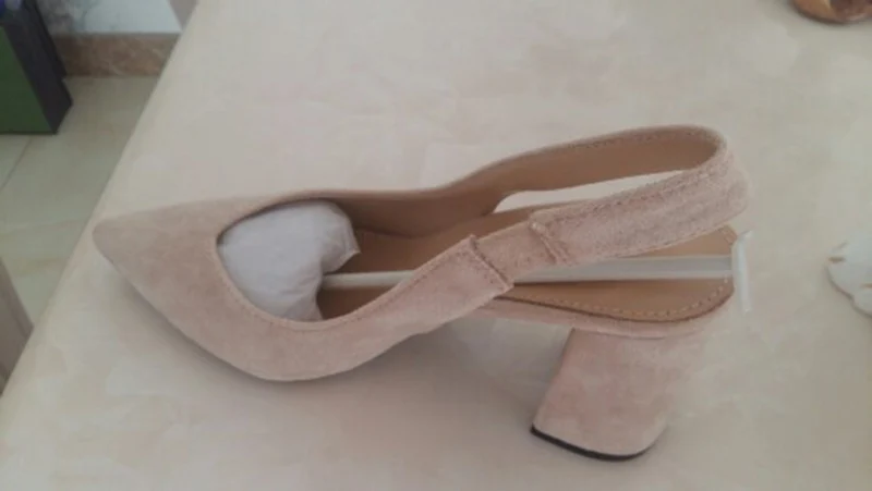 Высокие каблуки Короткая Slingback мода Работа насосы Размер 4 34 Синяя женская обувь офис элегантный замша черный Указательный палец 33 китайская новая Лето Китай