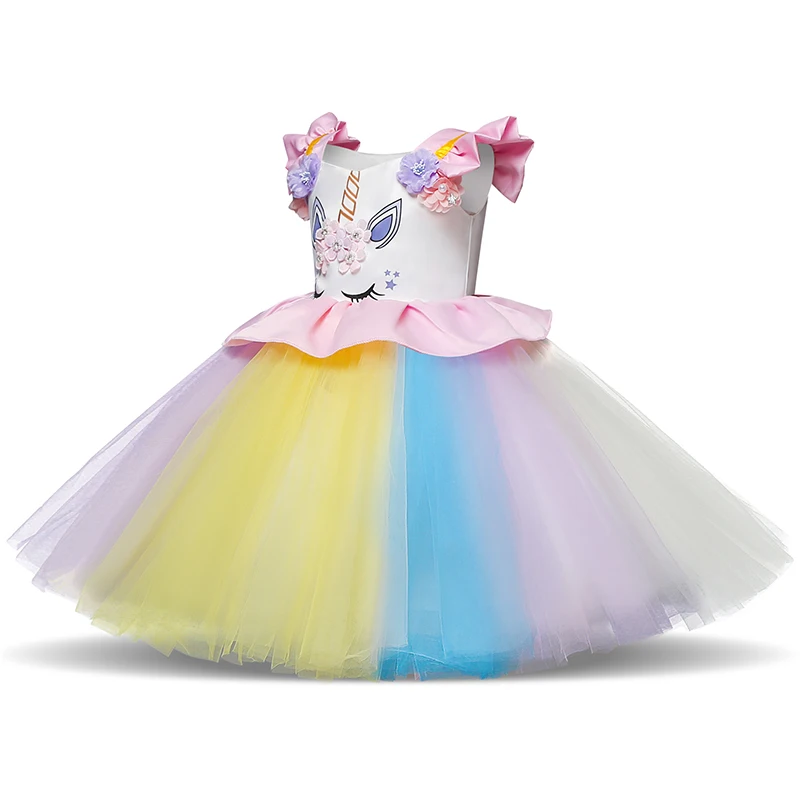 Unicornio Dress For Fancy Party Girl Birthday Outfits Kids Unicorn Dresses Baby Girls Rainbow Tutu Cartoon Clothes 3 4 5 Years | Детская
