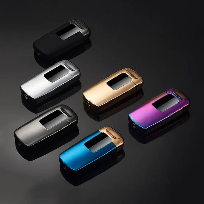 Ветрозащитный Электронный Usb зарядный прикуриватель двойной для Плазменно-дуговой импульсный персональный зажигалки Мощный светодиодный дисплей