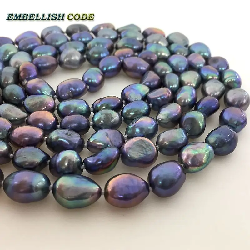 Длинное ожерелье с жемчужинами голубой цветной веревочный узел скрученный 2 ряда