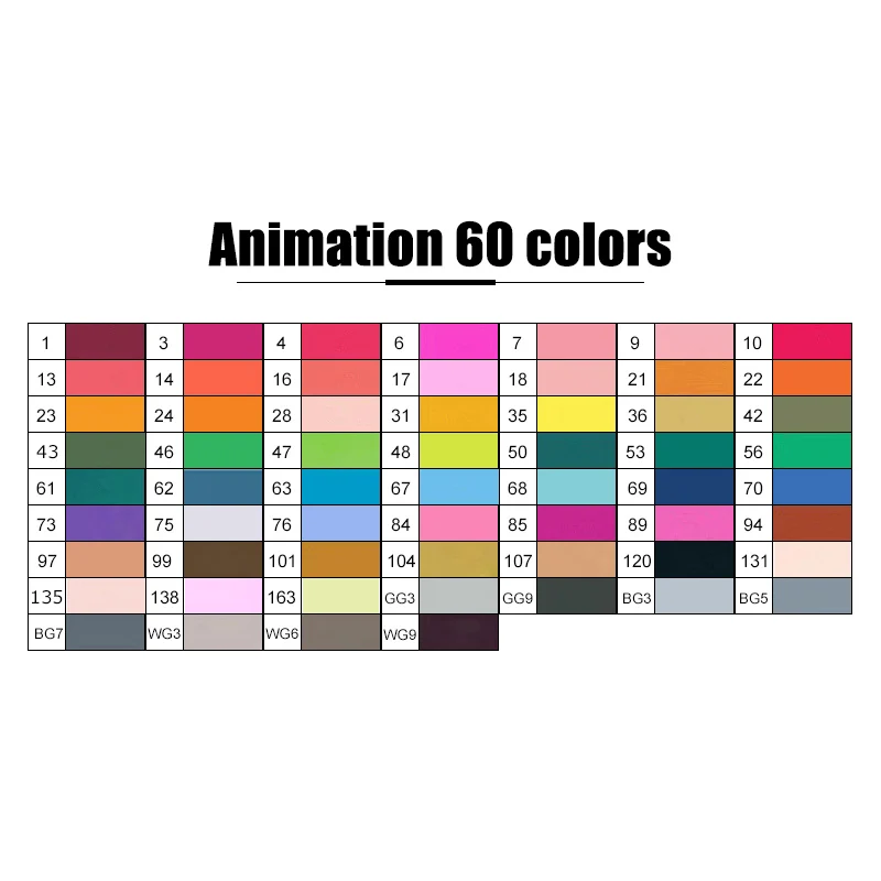60 Animation set TOUCHNEW 30/40/80/168 художественные маркеры на спиртовой основе, двойной наконечник для рисования манги, аниме, скетчей, дизайна - Цвет: 60 Animation set