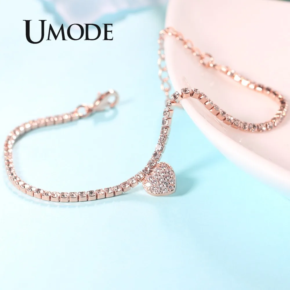 Женский теннисный браслет UMODE с кубическим цирконием и сердцем ювелирное изделие