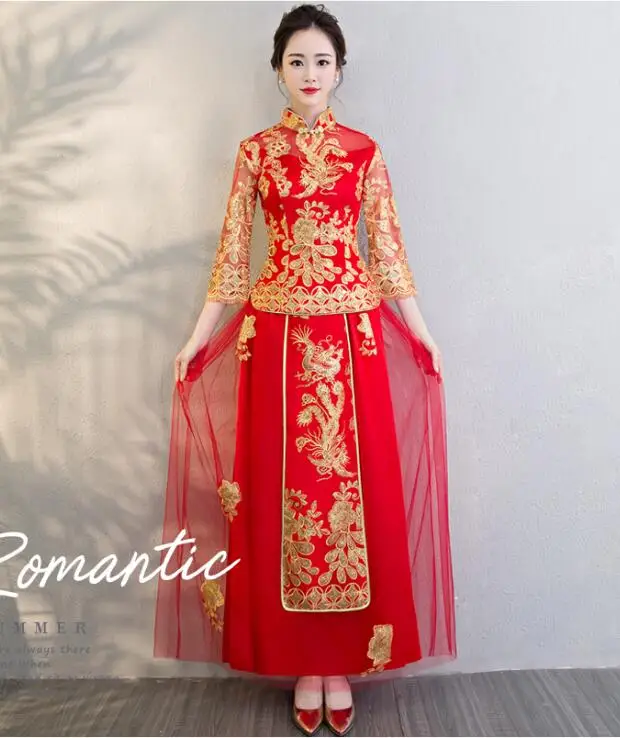 1 Китайское свадебное платье Феникс шоу Тан - Color: 1