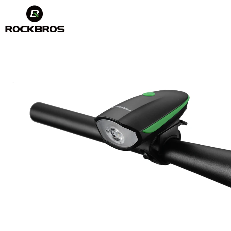 7588 green ROCKBROS Rechargeable2 в 1 велосипедный светильник, велосипедный звонок, 350 люмен, USB, MTB велосипедный передний светильник, электрический звонок, мигающий светильник, водонепроницаемый - Цвет: 7588 green