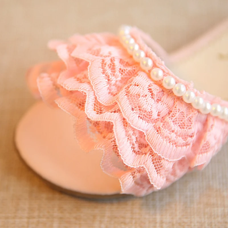 2019 fashion Summer shoes girls pearl lace slippers children sandals beach | Детская одежда и обувь