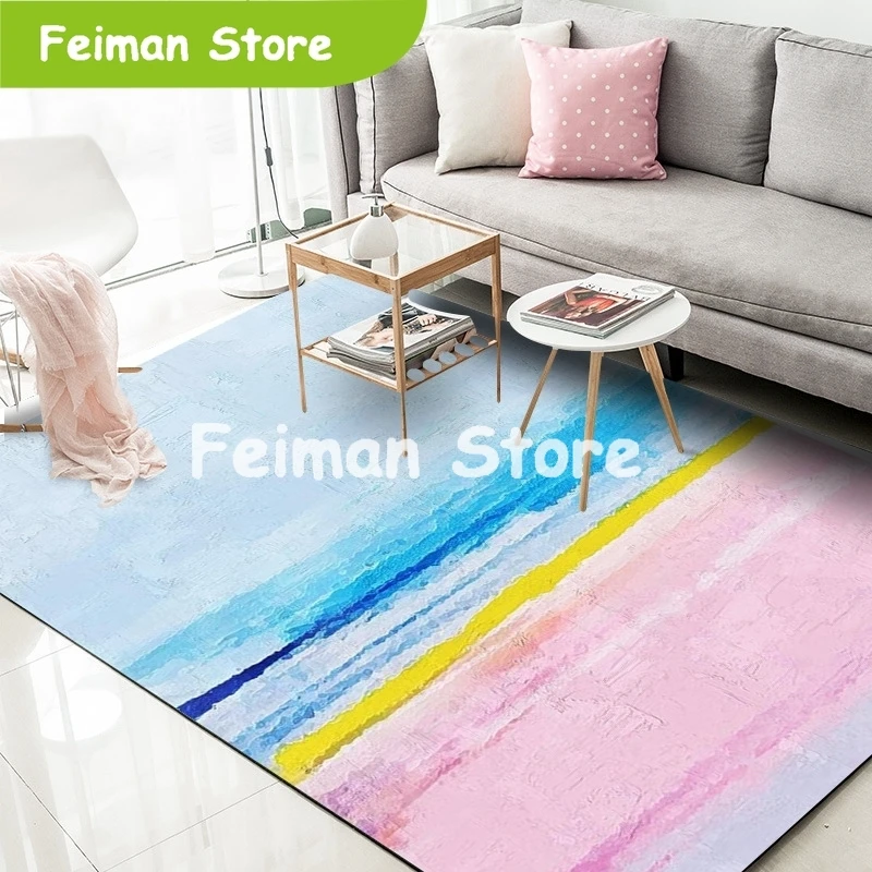 Скандинавский стиль большие коврики акварельные геометрические розовые синие