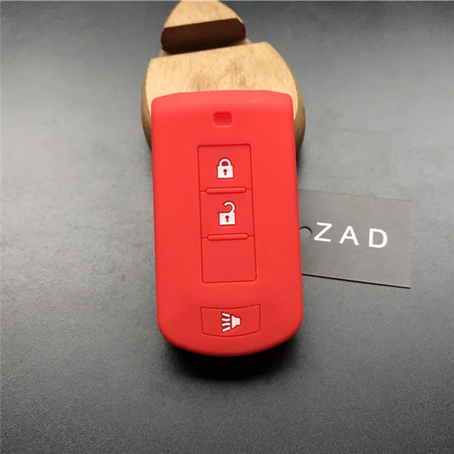 red with white ZAD силиконовый чехол для ключей от машины чехол для Mitsubishi Outlander 3 AXR RVR ASX Nativa Pajero DAKAR Montero Shogun 3 кнопки ключ защиты - Название цвета: red with white