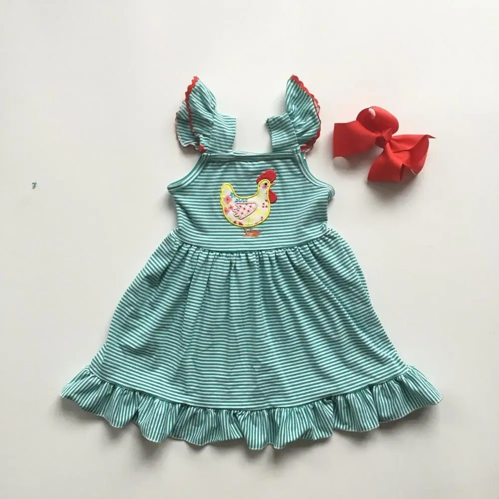 baby girls summer dress kids aqua with chick print boutique bow | Детская одежда и обувь