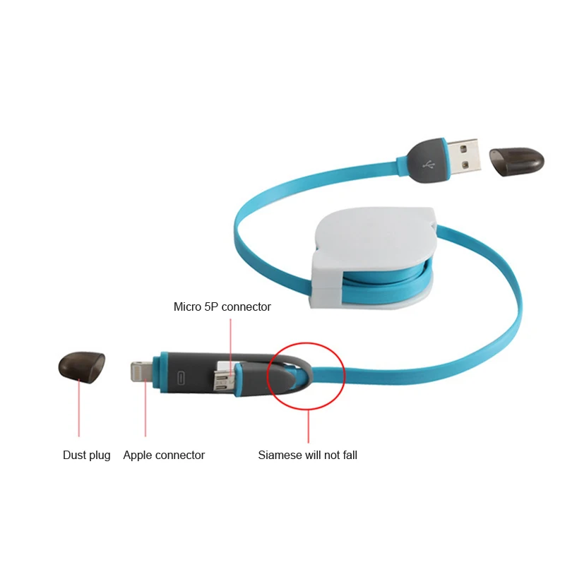 DASENLON кабель для зарядки и передачи данных 2 в 1 быстрой с Micro USB Android телефона