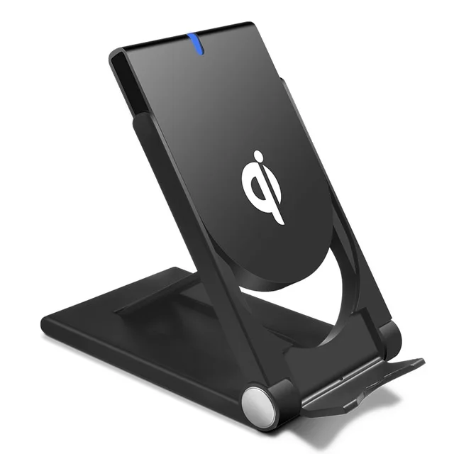 Qi Быстрое беспроводное зарядное устройство для samsung S9 S8 Plus Индукционная зарядка для iPhone Xs Max 8 X Подставка для зарядки 2100 мАч Xiaomi Mix 2s - Цвет: Черный