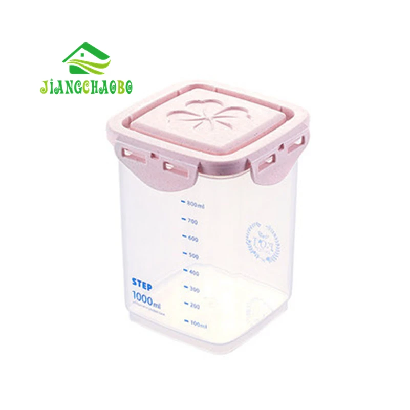 Pink 1000ml Зерновой герметичный ящик для хранения банок бытовой кухонный пластиковый покрытый прозрачной баночкой лапша разные баночки для хранения зерна - Цвет: Pink 1000ml