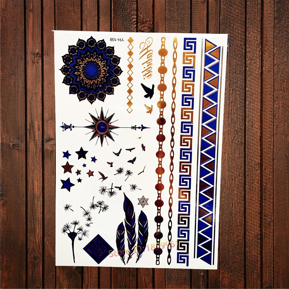 Горячая Распродажа индийский браслет с золотистыми татуировками Подсолнухи