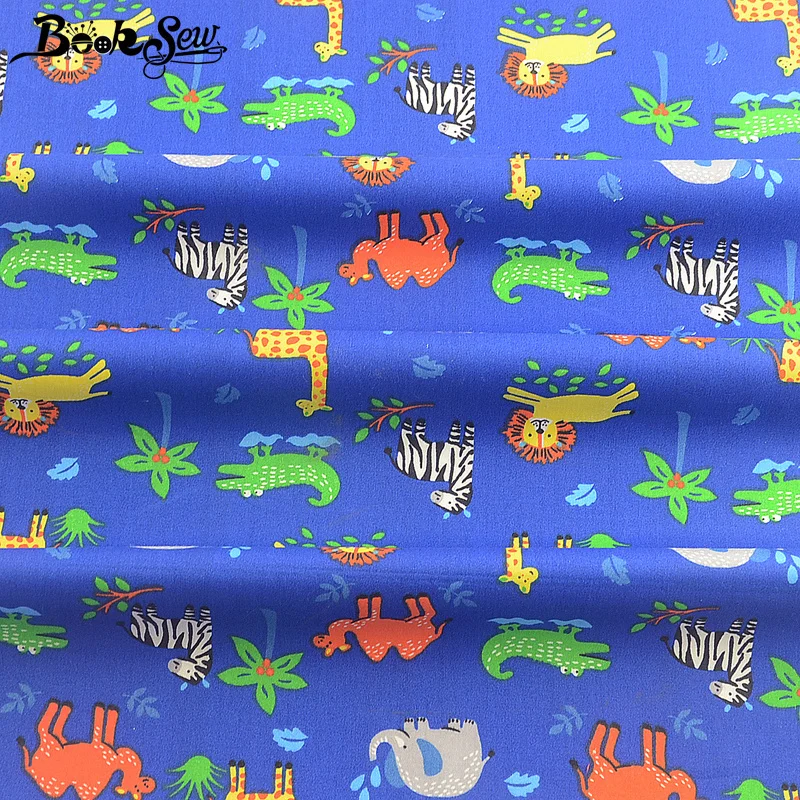100% хлопчатобумажная саржевая ткань Booksew с рисунком животных|Ткань| |
