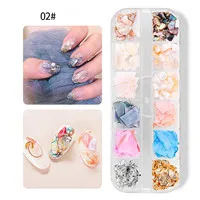 B 12 цветов abalone shell Ломтики Золотой серебряной фольги стикер Shimme rnail art decoration набор акриловые материалы для маникюра инструмент для маникюра - Цвет: B