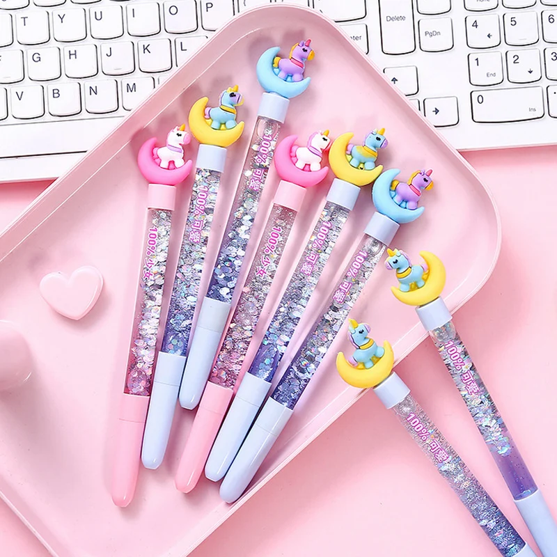 Cartoon unicorn moon gel pen black ink writting pens canetas material escolar kawaii staitonery paperlaria school supplies | Канцтовары