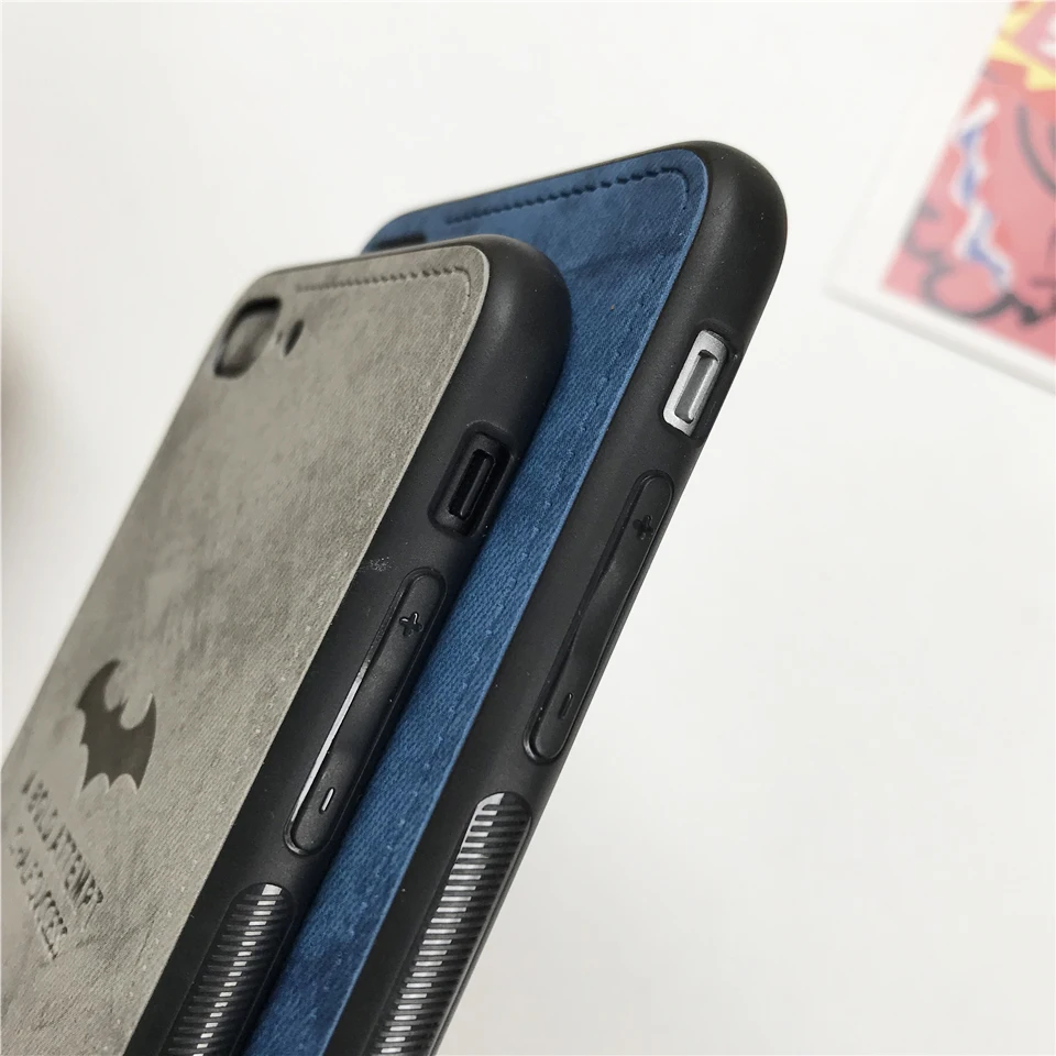 Fabric Vintage Bat Cloth ArtLeather Case For iphone 7 Plus XS MAX XR X SE 5s 6 6s 8 XiaoMi RedMi 6A 5A Note 4X A2 Lite A1 |