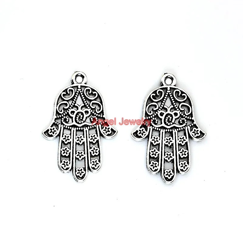 

10pcs Hamsa Hand Charms Tibetan Silver Plated Pendants for Bracelets Earrings Necklace Jewelry Making Craft DIY Handmade 30x20mm