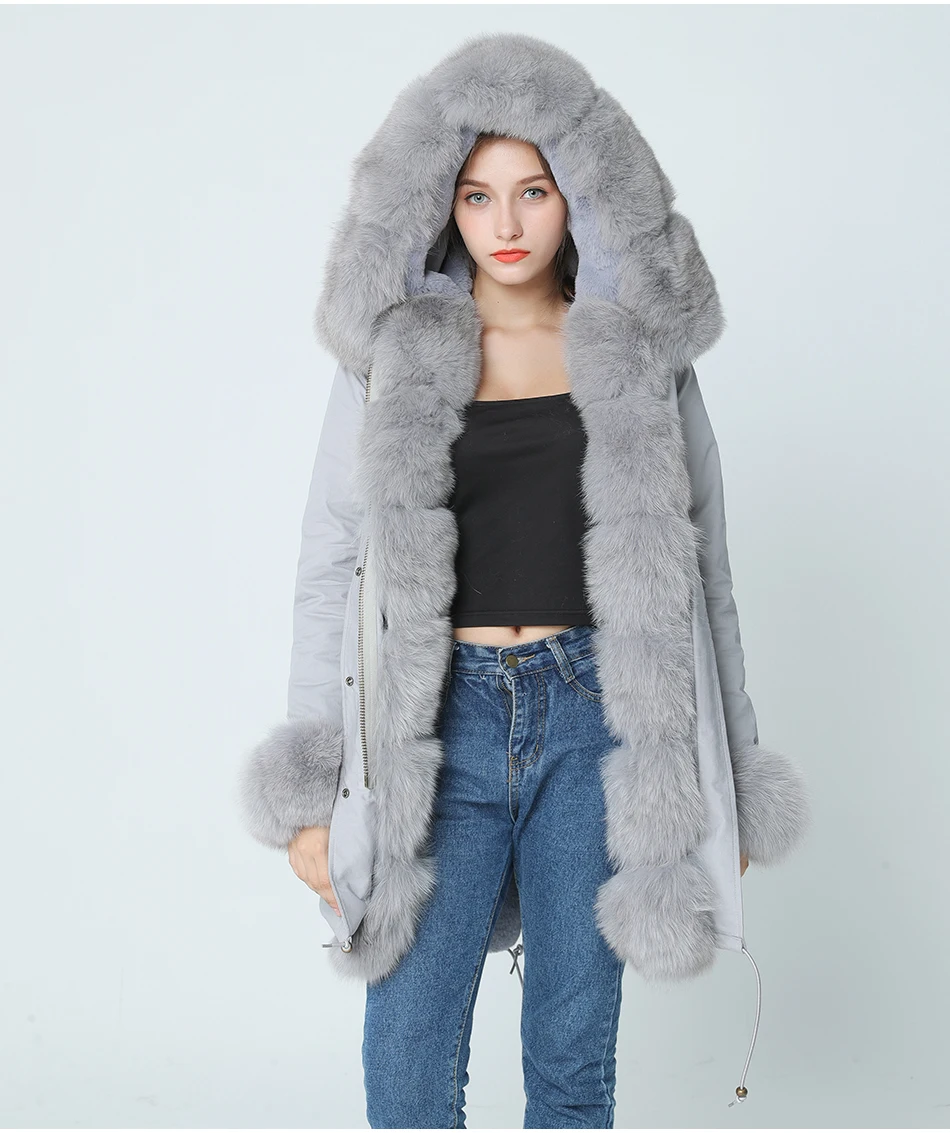 Бренд OFTBUY, новинка, длинная камуфляжная зимняя куртка, женская верхняя одежда, толстые парки, натуральный Лисий мех, воротник, пальто с капюшоном, pelliccia