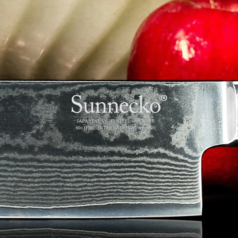 Sunnecko Профессиональный 7 &quotдюймов Кливер Ножи Дамаск японский VG10 Сталь острое