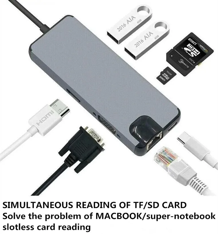 Usb-концентратор Тип C на HDMI портом Thunderbolt 3 адаптер для MacBook samsung Galaxy S10 huawei Коврики 20