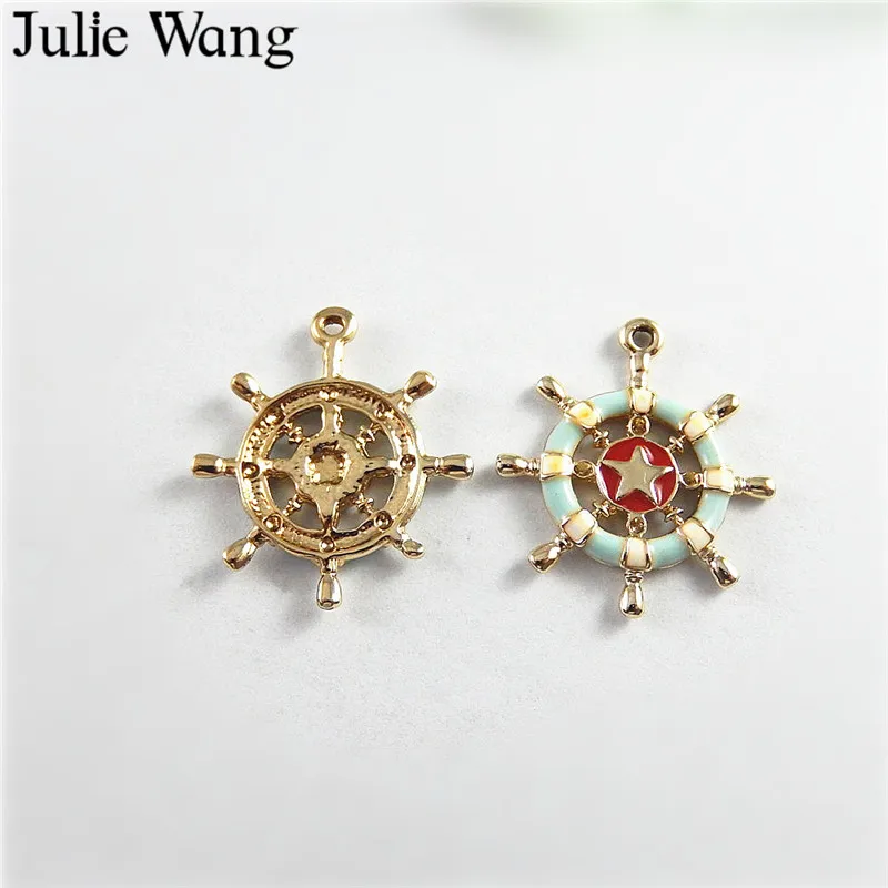 Julie Wang 5 шт. сплав красочный эмалевый руль шармы Ожерелье Подвеска Серьги