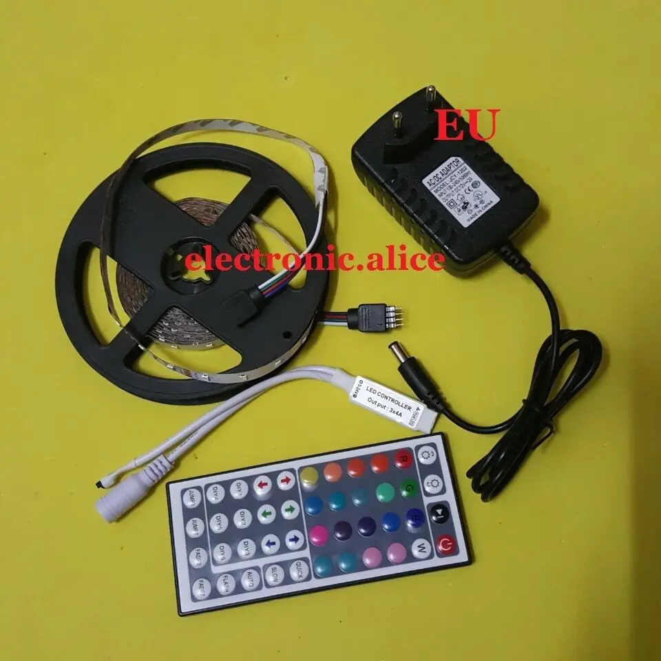 5 м 3528 RGB 300 Led SMD гибкая световая полоса лампа + 44 ключа ИК 12 В 2A источник питания|rgb