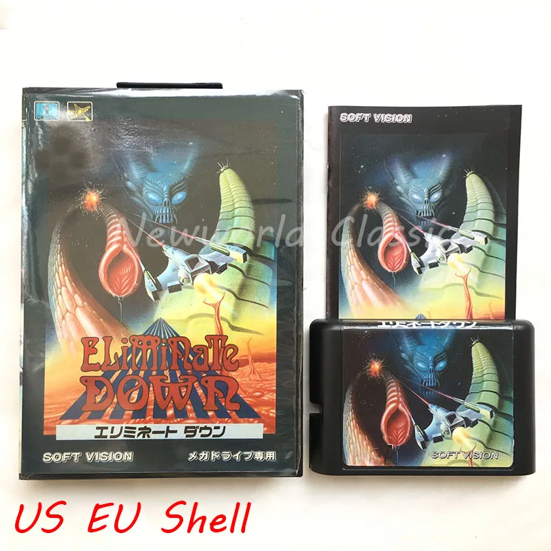 Eliminate Down Japan Cover US/JAP Shell for 16 bit With Boxed and Manual For Mega Drive Genesis MD Game Card | Электроника
