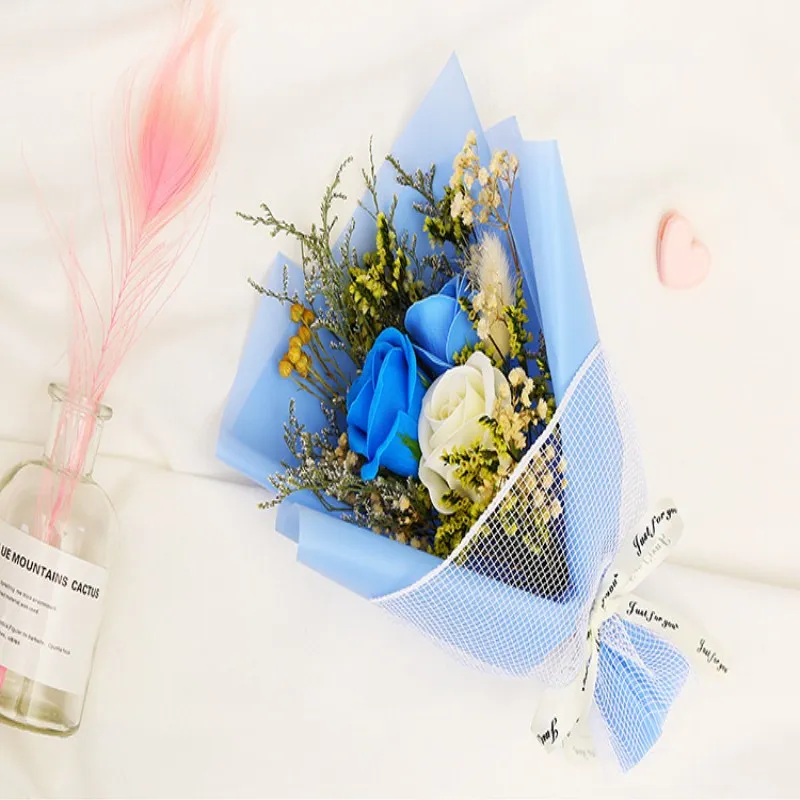 

Bouquet of dried flowers handmade creative soap flowers roses new valentine's day Free Shipping