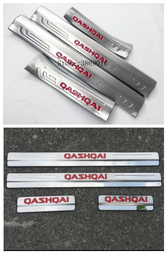 8pcs red Нержавеющая сталь порога Накладка накладки на пороги протектора Добро пожаловать педали протектор Накладка для Nissan Qashqai- 8 шт - Цвет: 8pcs red