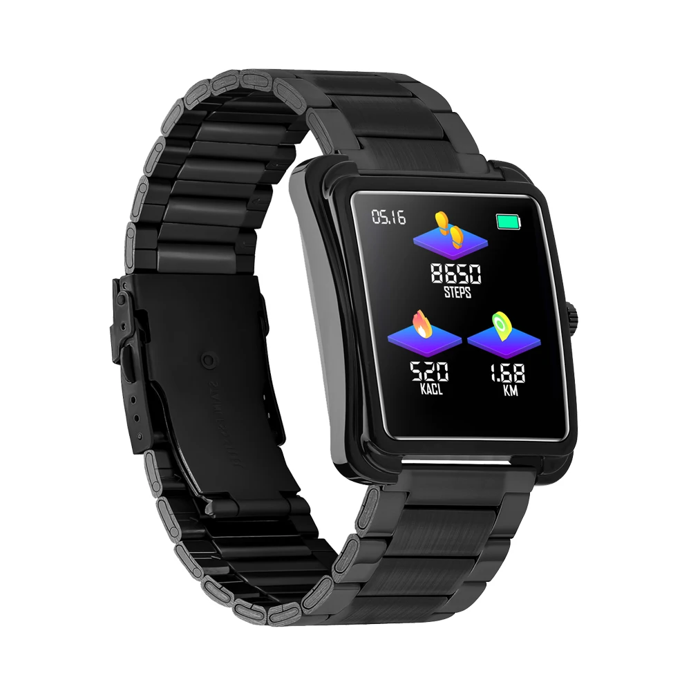 Мужские стальные Смарт-часы V60 с пульсометром монитором кровяного давления