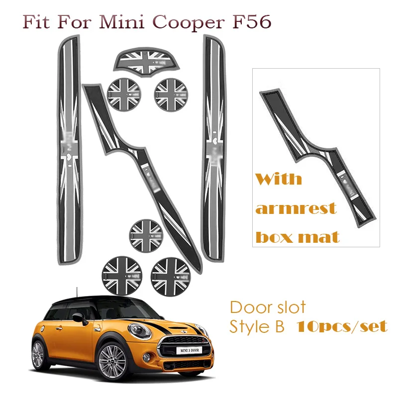 1 компл., наклейки для салона автомобиля для Mini Coopers Countryman Clubman F60 F55 F54 F56 R55 R56, коврик для двери, Противоскользящий коврик - Название цвета: F56 Gray B