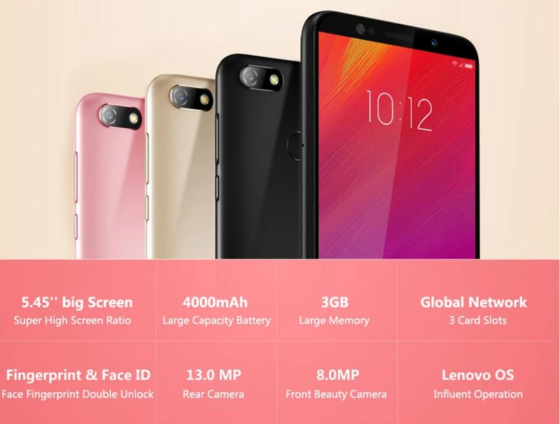Глобальная версия lenovo A5 L18021 3g 16G смартфон 4000mAh 4G FDD-LTE Android 8,1 камера 13,0 МП четырехъядерный MT6739 Face-ID OTA