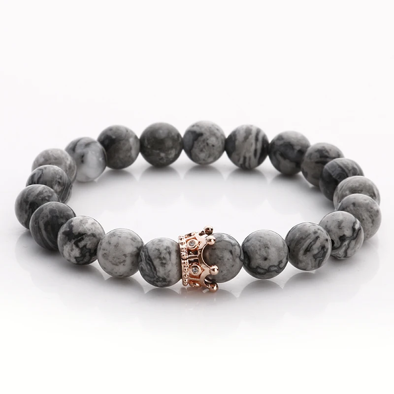 8 мм Мужской натуральный матовый камень оникс браслет эластичный микро