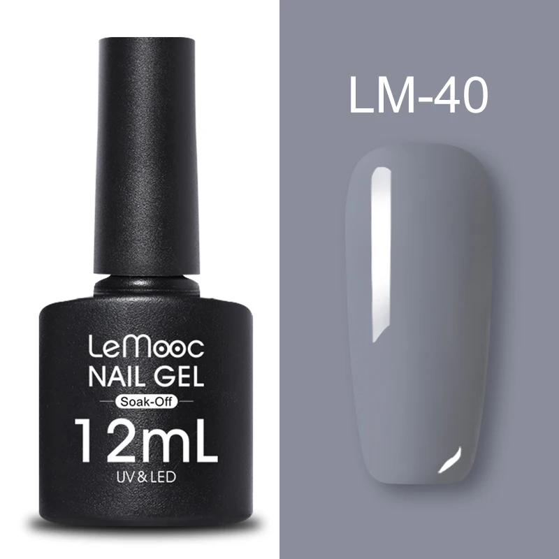 LM-40 LEMOOC, 12 мл, Гель-лак для ногтей, гибридный лак, все для маникюра, блеск для ногтей, верхнее Базовое покрытие, UV Vernis, Полупостоянный лак для ногтей - Цвет: LM-40