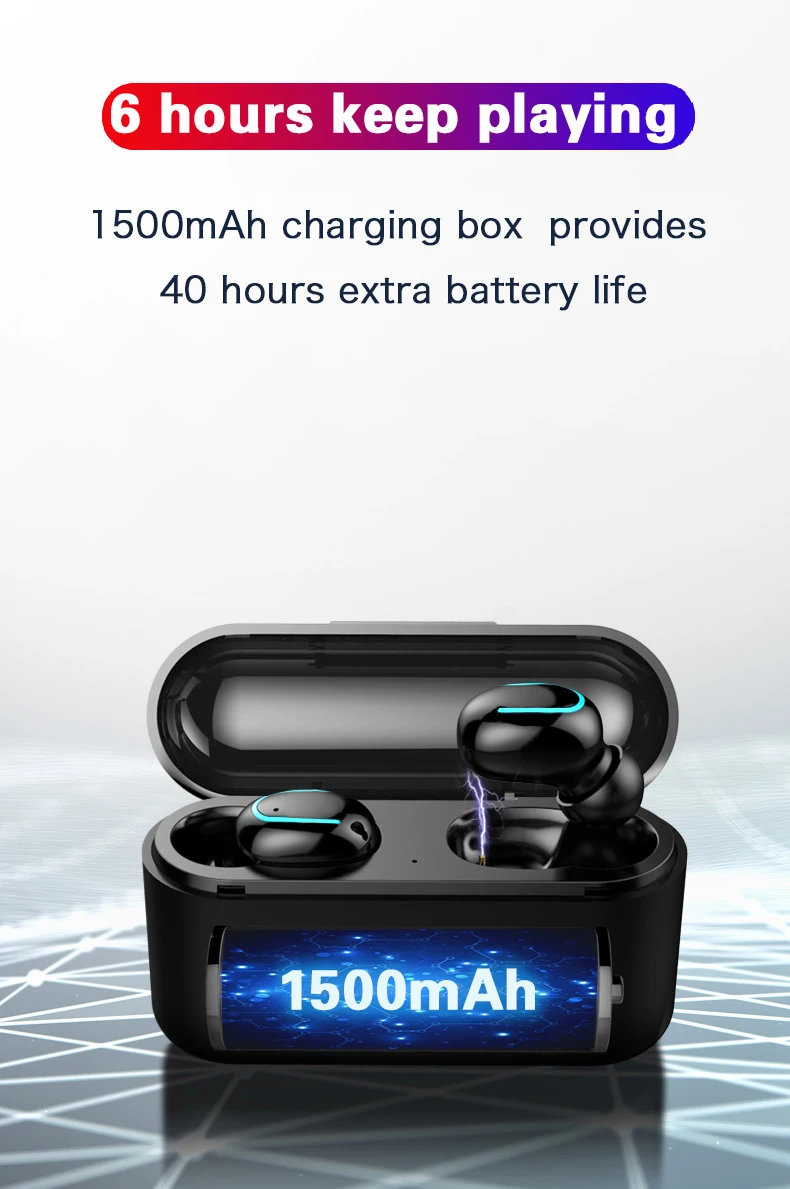 Dikdoc Bluetooth наушники-вкладыши handfree HiFi высокое качество звука беспроводные наушники mega bass 1500mAh power box TWS earhone