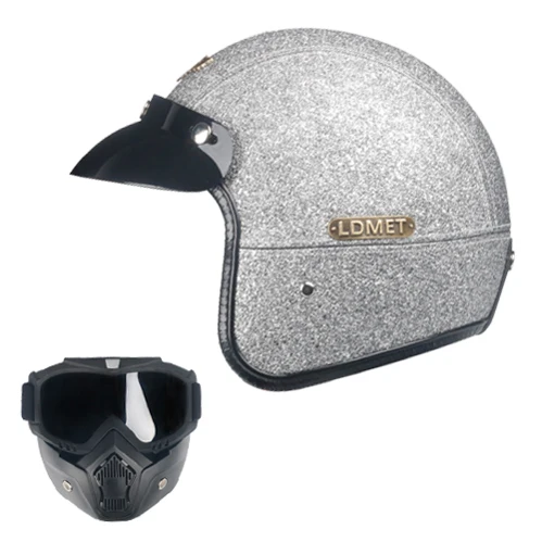 LDMET Кожа PU casco moto Винтаж moto rcycle шлем с открытым лицом камуфляж capacetes de moto ciclista vespa Кафе racer - Цвет: 6