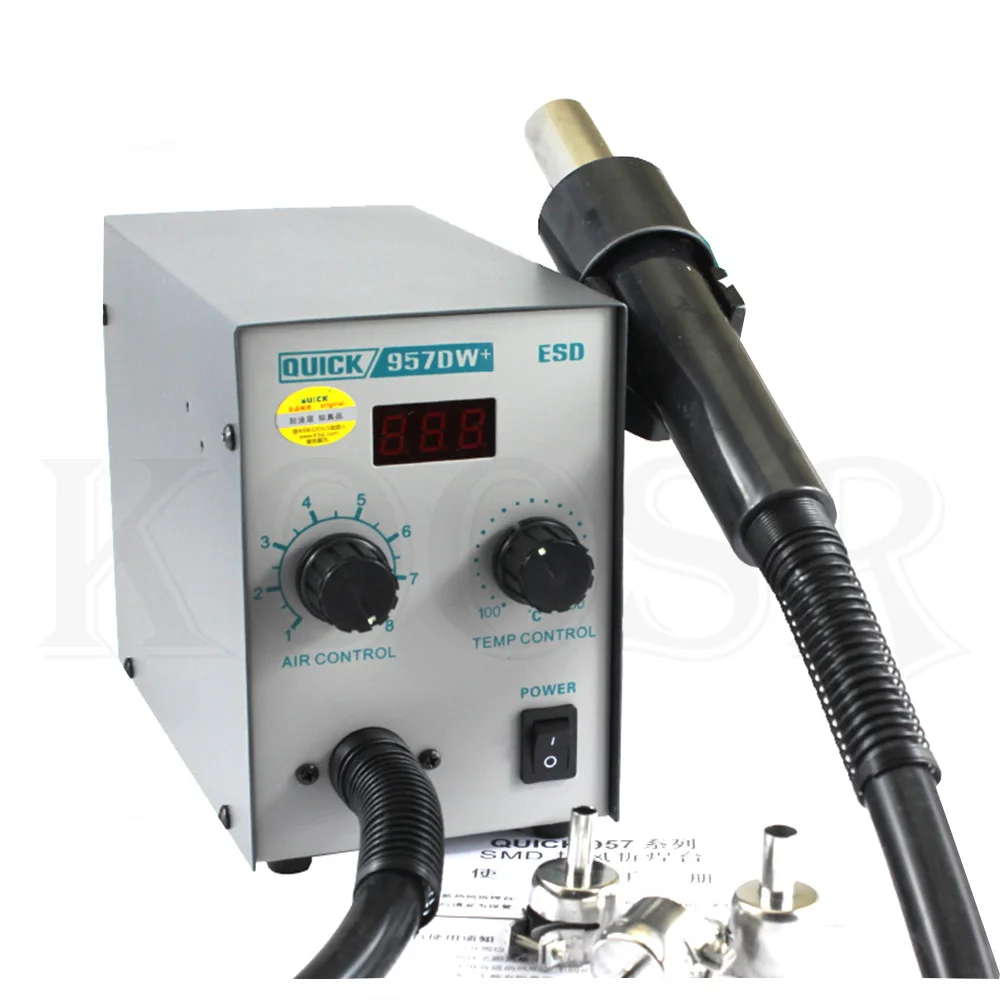 220V обновления быстрая 957DW+ светодиодный Дисплей Регулируемая горячий воздух Тепловая пушка с винтовой Ветер 400 Вт SMD паяльная станция с 3 воздушные сопла