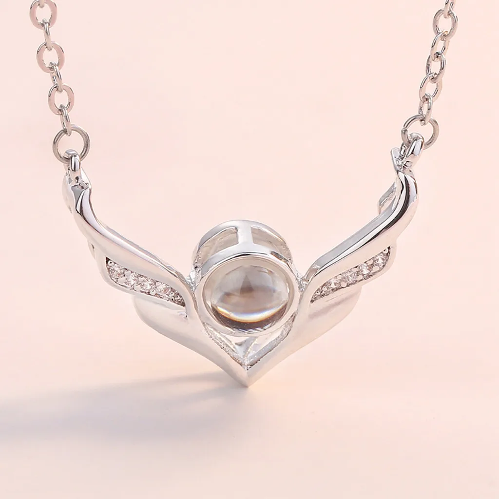 Женское Ожерелье с проекцией памяти Стильное ожерелье на 100 языках надписью I Love