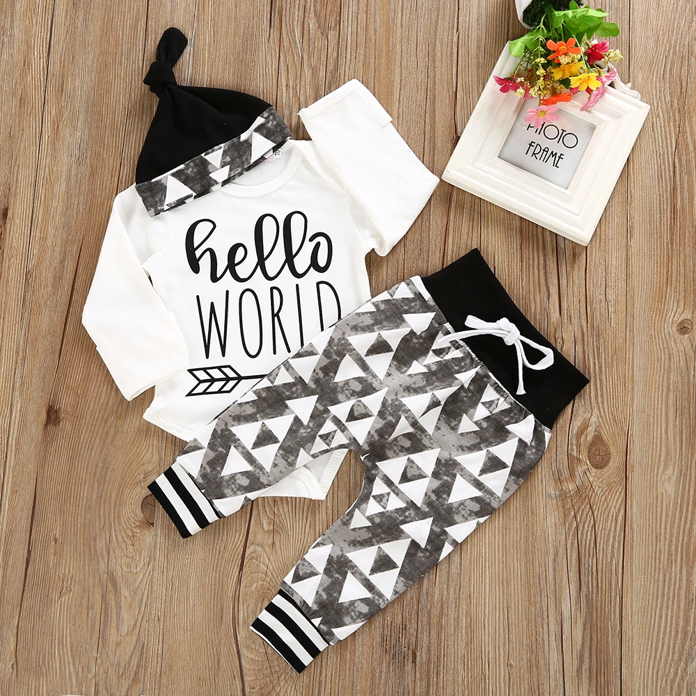 2019 комплекты одежды для новорожденных мальчиков и девочек с буквенным принтом