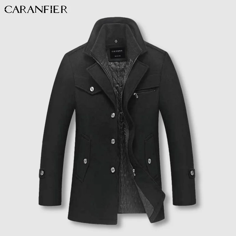 CARANFIER мужская куртка повседневная плюс бархатная брендовая мужская шерстяная куртка с отложным воротником модная Высококачественная новая осенняя одежда для среднего возраста