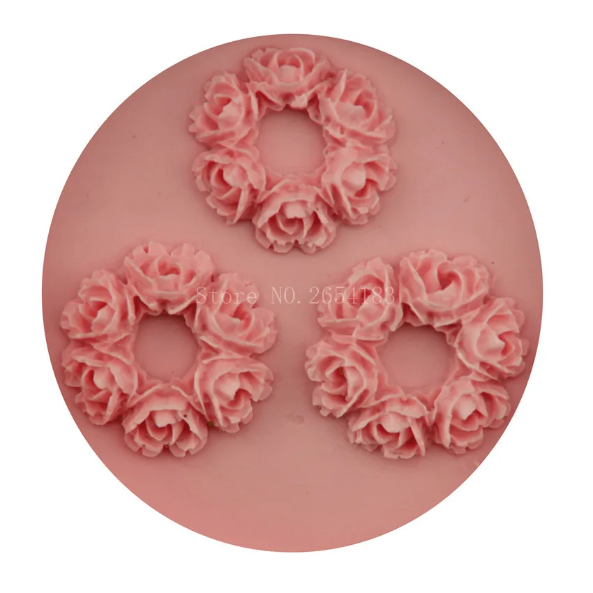 Цветок Роза гирлянда силиконовые помадки мыло 3D форма для торта капкейков желе